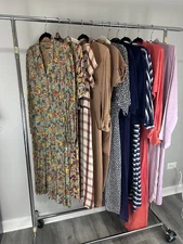 1930s-1950s 11 Dress Lot Vintage Rayon Novelty Textron Glass Buttons Printed L M