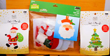 Lot 3 Kids Felt Ornament Kits-3 Santa Heads-Felt Friends-Christmas Tree-Santa 4