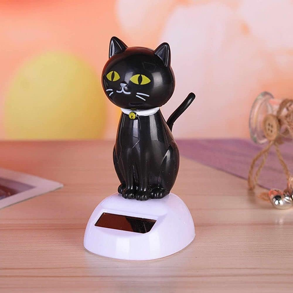 Black Solar Cat Toy Doll Dancing Cat Figure Car Ornament,Dancing Toys