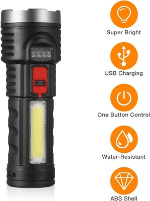 2 Pcs Super Bright 9990000LM LED Torch Tactical Flashlight Lantern