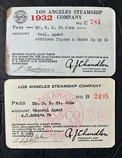 1932 & 35 Two Passes Los Angeles Steamship Co.