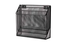 ,Desktop Organizers, Metal Mesh Desk Organizer with Hook,Black, 3 Compartments,