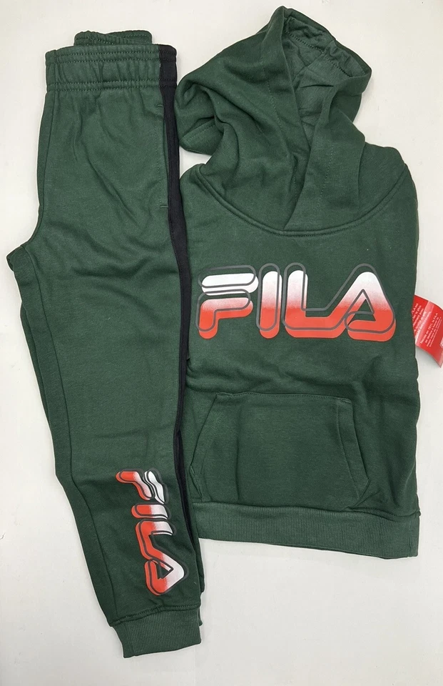 FILA Niños Pequeños 2 Piezas Jogger con Capucha Jersey Talla 4 Color Verde Foto 2 de 4