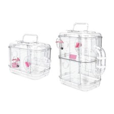 Portable Clear Dwarf Hamster Cage Play House with Exercise Wheel & Water Bottle