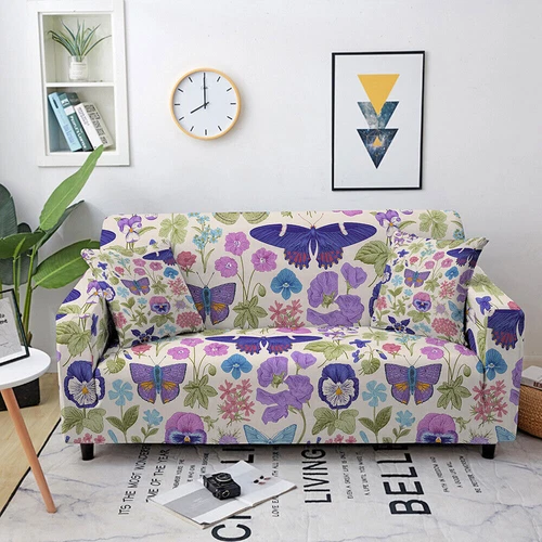 Stretch Blumen Sofabezug Wohnzimmer Blumen Schonbezug Couchbezüge 1-4 Sitzer - Bild 20 von 32