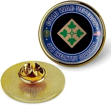 Cold War Veteran 4th Infantry Division Tie Suit Shirt Lapel Pin - Gold