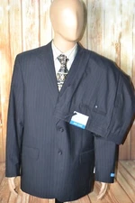 Savile Row Men Wool Striped 2 Button Suit Sz 44R Wst 39x unhemmed