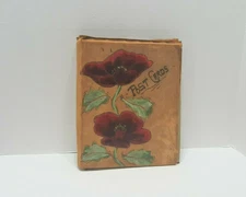 Early 1900s Suede Leather Post Card Album with Poppy Flowers