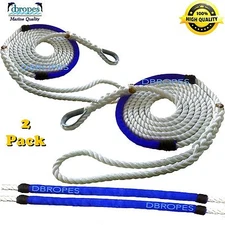 2 of 3 Strand Mooring Pendant Nylon Rope Lines 1/2"X10'+ Chafe Guard + Thimble