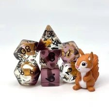 Sage's Baby Squirrel Familiar Resin Polyhedral Dice Set & Figurine D&D Dice