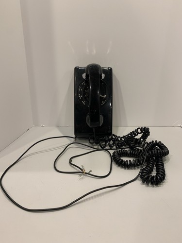 Vintage Black Western Electric Bell Wall Rotary phone Black Works! Model 554