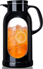2 Liter Glass Pitcher with Shatterproof Shell - Heat Resistant Glass Liner,,,