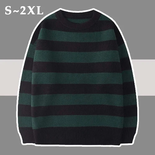 Mens Women Oversized Knitted Striped Sweater Pullover Sweaters Loose Warm Jumper