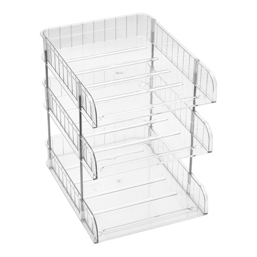 Transparent File Storage Rack Desktop Stand Multiple Tiered Plastic Paper Holder - Picture 22 of 28