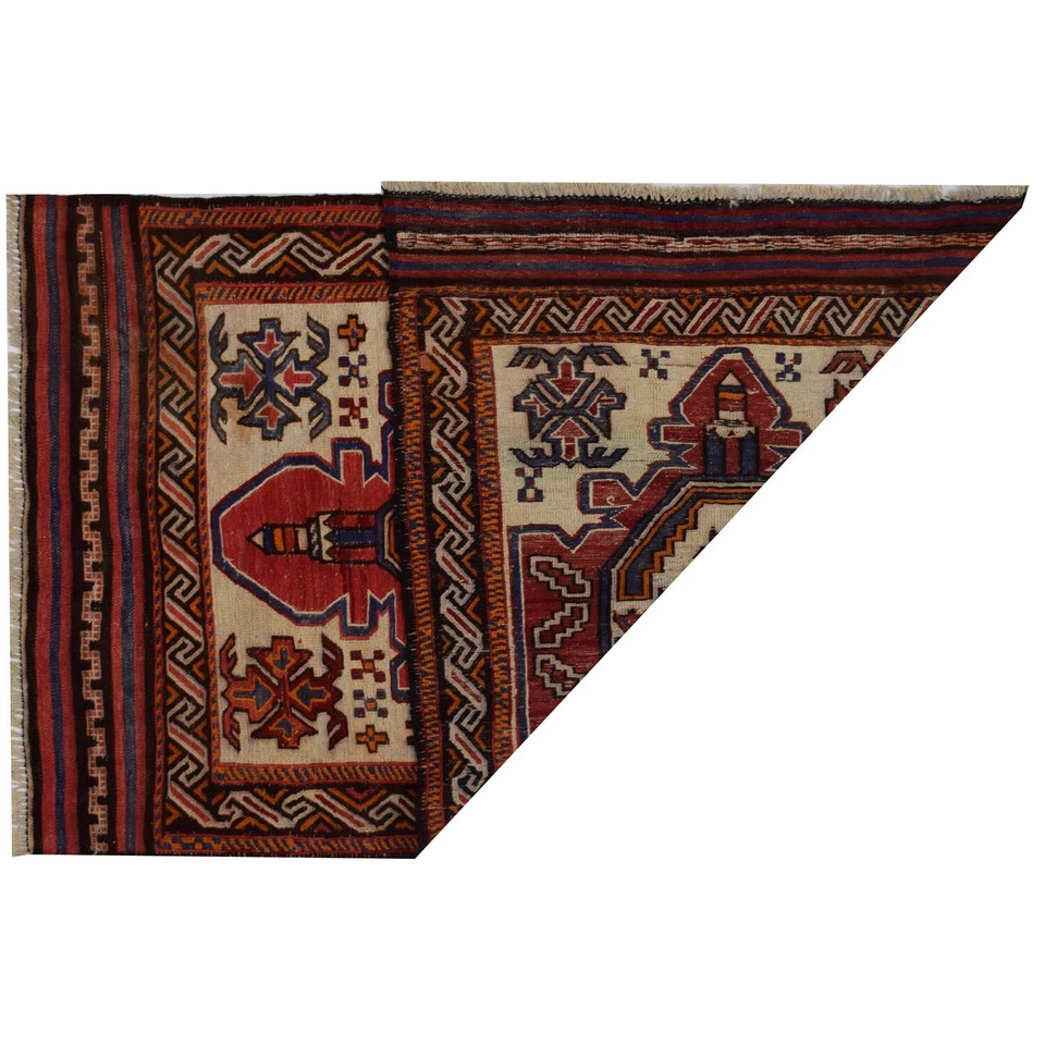 Traditional Small Kilim Handmade Rug 2'8x4'3ft Afghan Red/Beige Vintage Rug 3966 - Image 2 of 2
