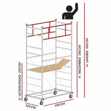 Trabattello Ponteggio mobile in Acciaio su ruote M5 LUX (Altezza lavoro 4,50 m)