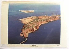 Beautiful wall art North Sea island Heligoland lighthouse dune 92x64cm ~ 1954 Vintage 
