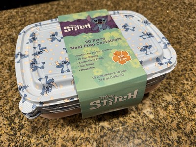 Disney Stitch 20 Piece Meal Prep Food Storage Containers BPA Free Blue Pink New