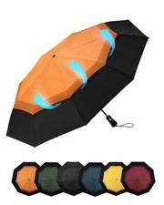 Chakipee Travel Compact Umbrella 46inch, Orange-Double Canopy-46inch