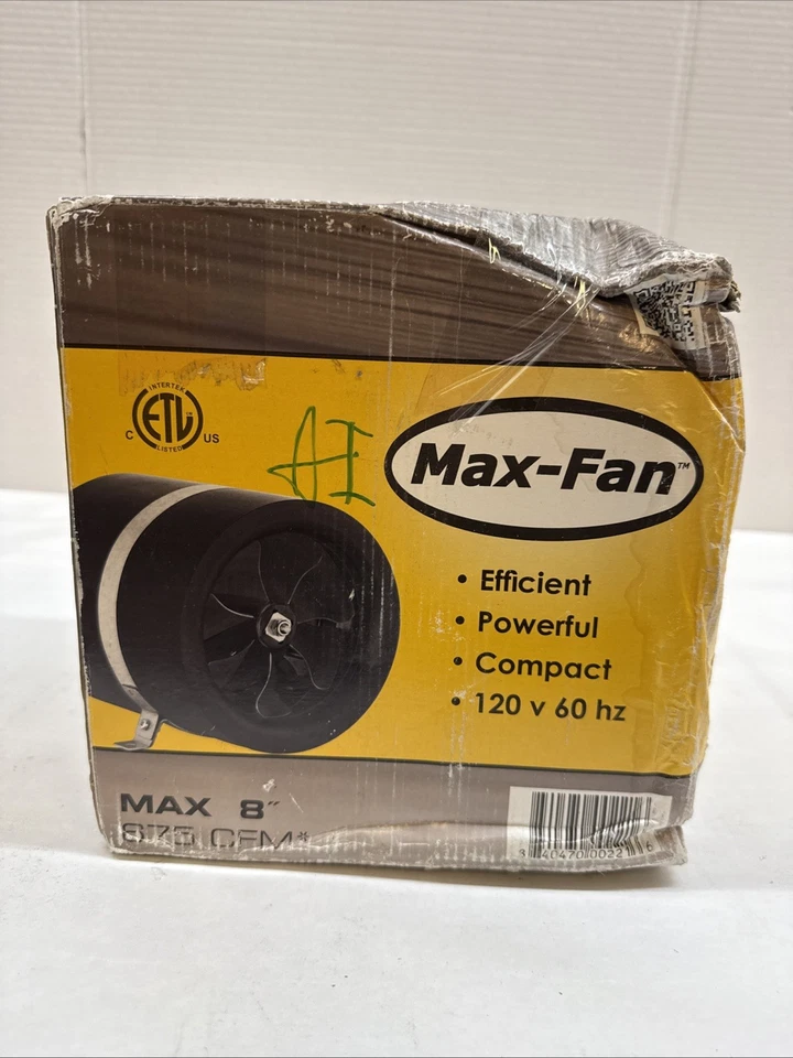 NEW Max-Fan 8" 675 CFM Efficient Powerful Compact 120 v 60 hz Fan - Image 3 of 3