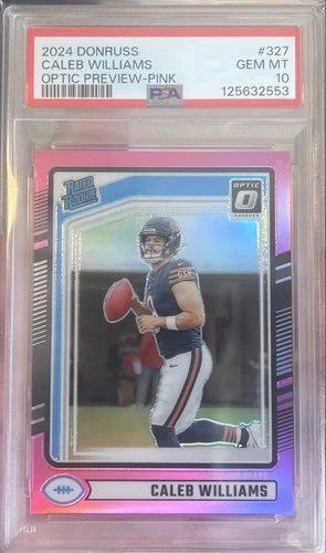 2024 Donruss - Rated Rookie Caleb Williams Optic Preview Pink Prizm (RC) PSA 10