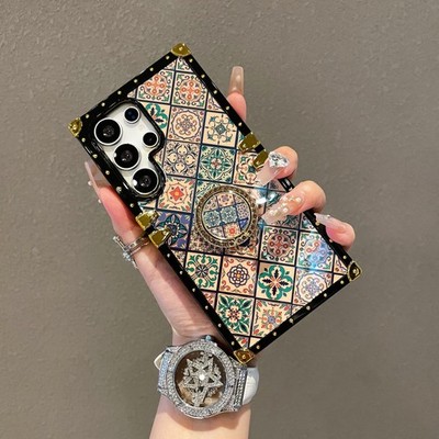 Case For Various Phone Blue and White Porcelain +Ring Holder Shockproof Cover