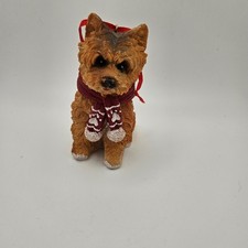 Yorkshire Terrier Dog Christmas Ornament Figurine w/ Scarf Resin Holiday Decor