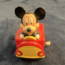 Disney Mickey Mouse Vintage Wind-up Toys Fire Truck Train Figure 3 Bonus