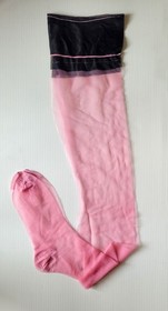 BNWOB Agent Provocateur Pink Black Top Stay Up Stockings Reinforced Heel Size L