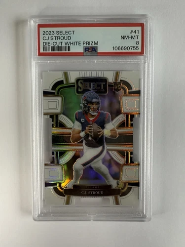 2023 Panini Select C.J. Stroud #41 White Prizm Die-Cut (RC) PSA 8 NM-MT TEXANS