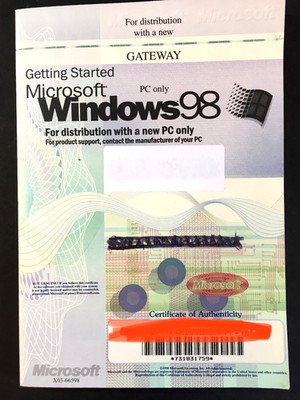 Microsoft Windows 98 User Manual with Product Key - Manual ONLY No CD