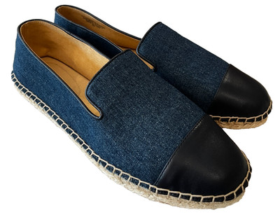 Talbots Size 9 NEW Womens Izzy Espadrille Denim / Leather Cap Toe Flats Loafer