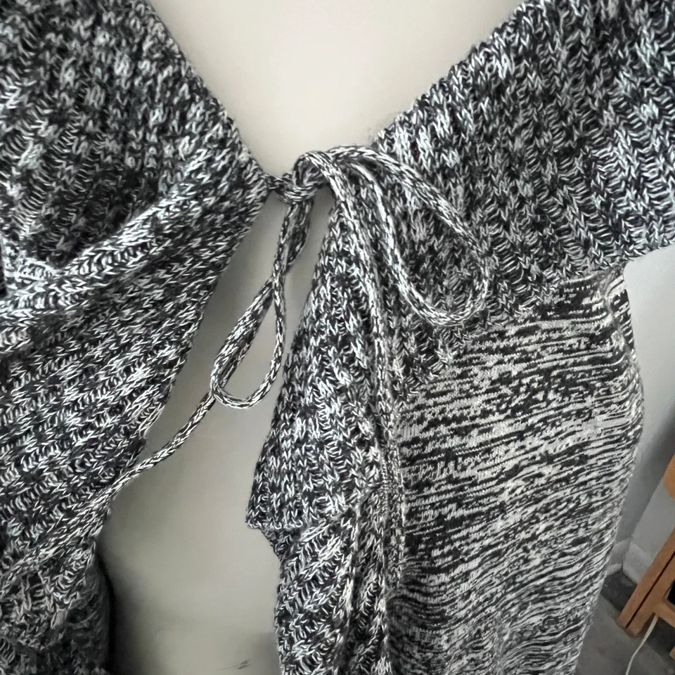 Женщины 1 X серый открытый спереди оборки вязаный кардиган свитер наслоения уютный Cottagecore - Изображение 4 из 4