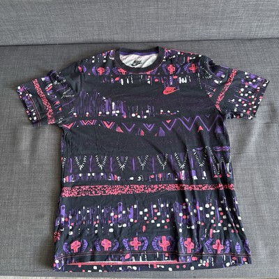 Nike T Shirt AOP Design In Black, Purple And Pink, Size Large, Regular Fit  UK