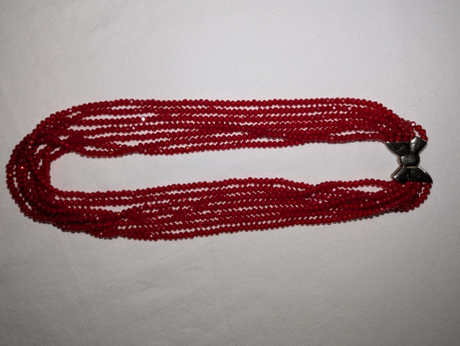 Cherry Red Ruby Crystals Multi Strand Necklace Wi… - image 4