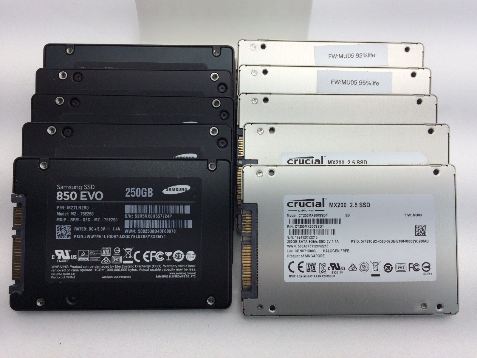 Lot of 10: 250GB SSD 2.5