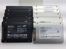 Lot of 10: 250GB SSD 2.5" SATA Solid State drives major brands Replace 256GB