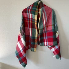 CollectionEighteen Plaid Red/Green Oversized Blanket Scarf 