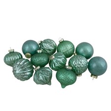 Northlight Set of 12 Green Finial and Glass Ball Christmas Ornaments
