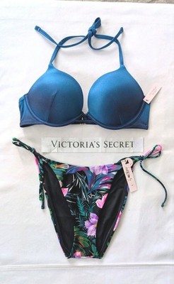 Victorias Secret Swim 2 pc. Set 34C BOMBSHELL Push-up add 2 cup/Medium Cheeky 