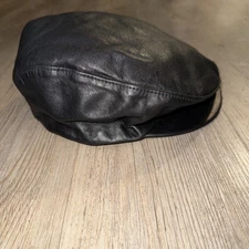 Capas Headwear Vintage Hat New York Lambskin Leather Newsboy Cabbie Cap Black