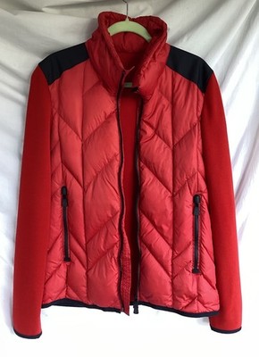 MONCLER Red Down Wool Knitted Cardigan Jacket Women s Size XL