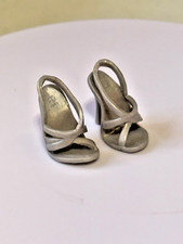 Barbie Basics Silver Open Toe Cross Strap Heels Shoes
