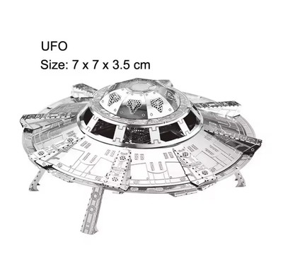 Retro UFO fliegende Untertasse 3D Selbstmontage Zum Selbermachen Metall Modellbausatz UK Verkäufer & Lager