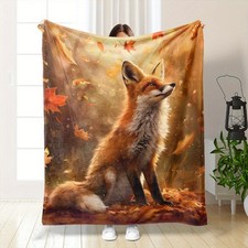 Whimsical Fox, Cozy Fox-Themed Autumn Blanket - Lightweight, Warm Blanket