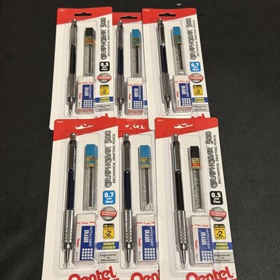 Lot 6 Sealed Pentel GraphGear 500 Mechanical Pencil, Lead, Eraser 0.7mm 0.5mm