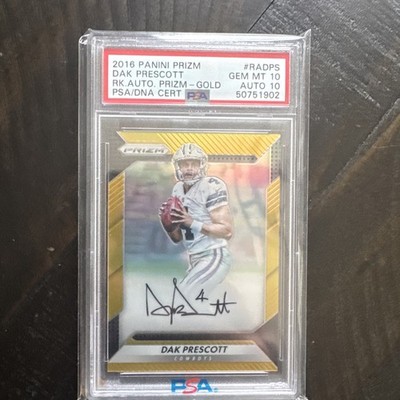 2016 PANINI PRIZM DAK PRESCOTT GOLD AUTO ROOKIE PSA 10 Jersey Number 4/10 🔥