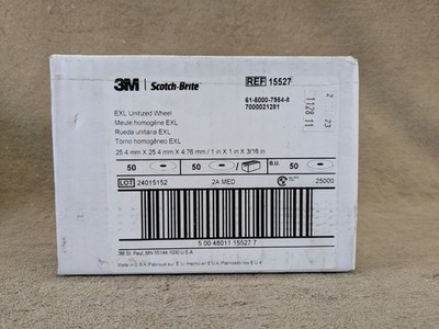 50 Each 3M Scotch-Brite 1''x1''x3/16'' 2A MED EXL Unitized Wheel 15527