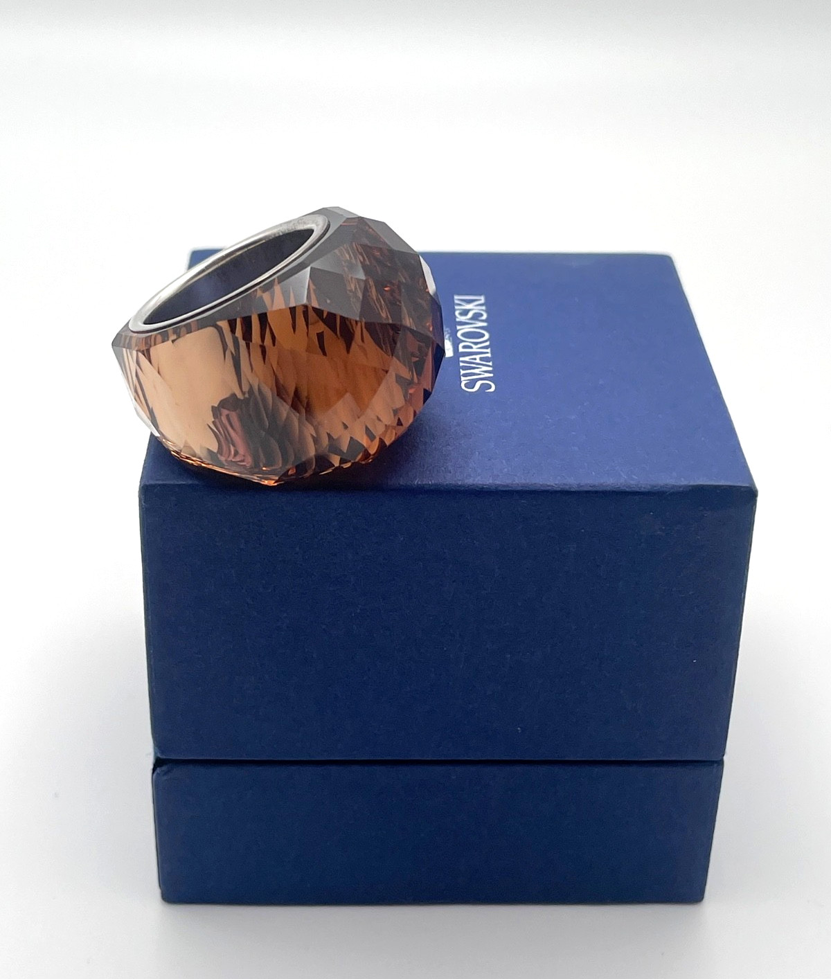 Swarovski Nirvana Brown Faceted Crystal Ring Sign… - image 11