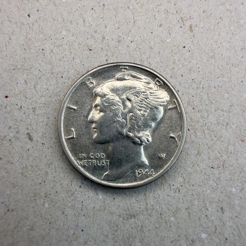 1944-S MERCURY 10C Dime AU+ Almost Uncirculated Brilliant White Color FREE SHIP